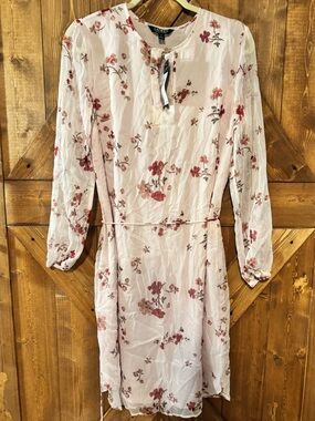 Ralph Lauren Cream Long-Sleeve Floral Tie-Waist Dress